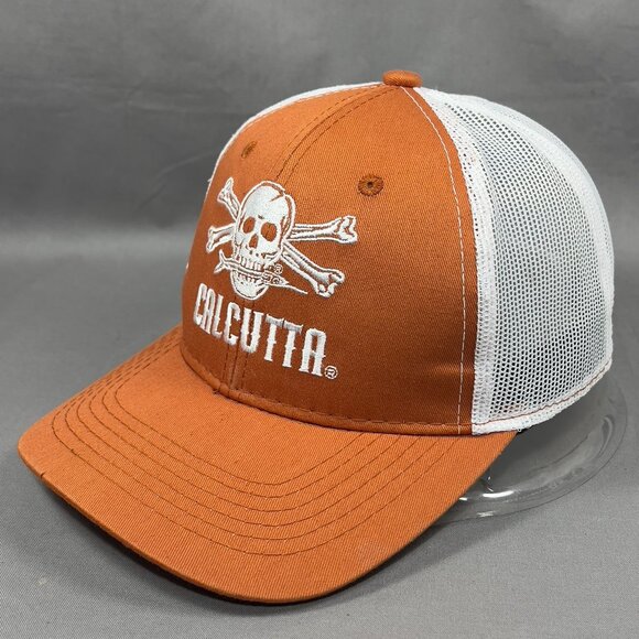 Calcutta Snap Back Cap Hat Orange Outdoor Trucker Mesh Fishing Gear Mens - Picture 1 of 14